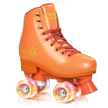 Imagem de Skate ajustável para meninas ativas, design elegante, couro PU premium resistente a arranhões fácil de limpar, presente para meninas e crianças (laranja, pequeno (12-2))
