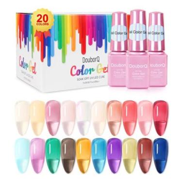 Imagem de Esmalte de unhas DouborQ Jelly Gel 20 frascos de vidro translúcido de 