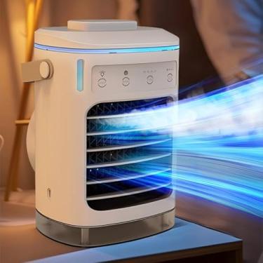 Imagem de Lunovate Ar condicionado portátil, 4 velocidades 4 temporização, tanque de água de grande capacidade de 900 ml com caixa de gelo, umidificador, ventilador AC, refrigerador de ar evaporativo para casa