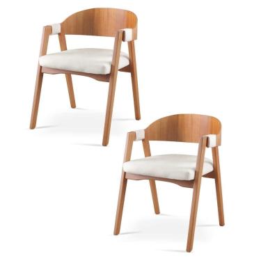 Imagem de Kit 2 Cadeiras para Sala de Jantar Luna Nude/Mel