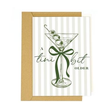 Imagem de tiangqiwoole Cartão de aniversário Espresso Martini - Cartão engraçado de café e coquetel para mulheres melhor amiga irmã filha esposa-Um presente de aniversário mais velho Tini Bit (Evergreen-Tini)
