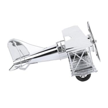 Imagem de SUNGOOYUE Ornamento de Avião de Ferro retrô Modelo Vintage Artesanato Decorativo para Estudo Doméstico e Armário de TV (Banhado a prata)