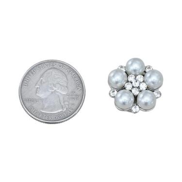 Imagem de Abotoaduras Redondas De Luxo Femininas Com Strass E Pérolas 2 Peças, A