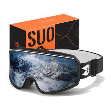 Imagem de suoso Óculos de esqui OTG para homens e mulheres, proteção UV400, óculos de snowboard anti-neblina para jovens e adultos, compatível com capacete