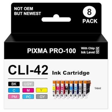 Imagem de Eficazink Cartucho de tinta CLI-42 CLI42 compatível com impressoras PIXMA PRO-100 PRO-100S (pacote com 8)