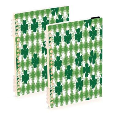 Imagem de Burbuja Cadernos xadrez de trevo de São Patrício, papel pautado universitário A5 com 60 folhas, fichário para diário, escritório, 2 unidades