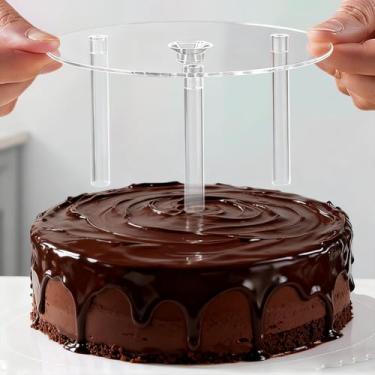 Imagem de Kit de empilhamento de bolos para bolos em camadas de 20 cm - 3 hastes de suporte de plástico e 1 placa divisória - Cavilhas reutilizáveis seguras para alimentos para casamento, bolos de aniversário
