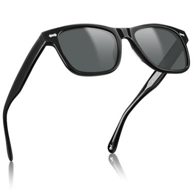 Imagem de Óculos de Sol CARFIA CA2301 Masculino - Retrô em Acetato com Lentes Polarizadas, Proteção UV, Padrão em Relevo e Núcleo de Arame