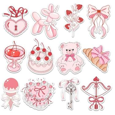 Imagem de 12 peças de adesivos estéticos rosa dos namorados lindos designs românticos presentes para adolescentes meninas esposa marido namorada para laptop, garrafa de água, copo, caderno, diário, scrapbook