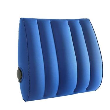 Imagem de Feiyx Almofada de cintura inflável, almofada ergonômica de suporte lombar para cadeira - eleva a zona de conforto da parte inferior das costas, almofada lombar para cadeira de jogos (cor: azul)