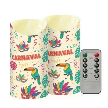 Imagem de Wassud Pacote com 2 velas de pássaros tucanos carnaval sem chama com controle remoto, velas realistas cintilantes com temporizador, velas decorativas para Natal, casamento, festa, decoração de casa