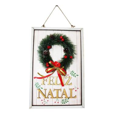 Imagem de Plaquinha Feliz Natal Pendurar Porta Guirlanda Natal Enfeite