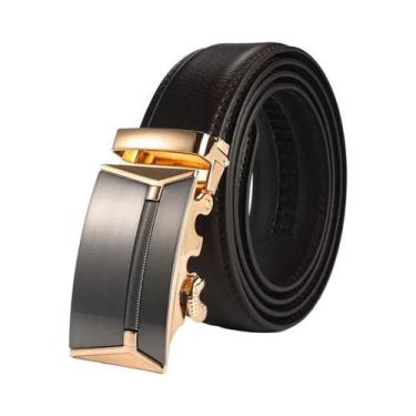 Imagem de Cinto De Couro De Luxo Masculino Com Fivela Automática, Tamanho Grande
