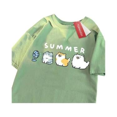 Imagem de Camisetas De Algodão Com Estampa De Gatos E Cães Fofos Para Homens E M