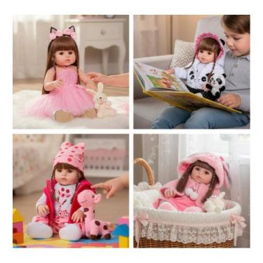 Imagem de Bebê Reborn Boneca Girafinha 46cm Pode Dar Banho + Itens - Cegonha Reb