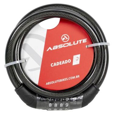 Imagem de Cadeado de Bicicleta com Senha 4 Dígitos Espiral 1,85mx12mm Absolute, 