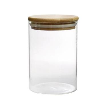 Imagem de Porta hermetico de vidro com tampa bambu 8,5 x12,5cm - Y888