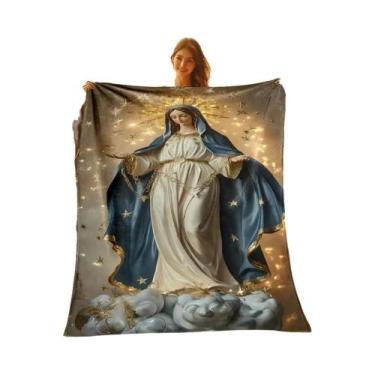Imagem de Cobertor De Flanela Quente E Confortável Com Imagem Da Virgem Maria Pa
