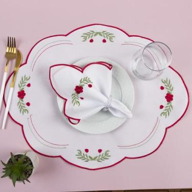 Imagem de Jogo Americano Bordado 12 Peças Mesa Posta Sousplat + Guardanapos Prem