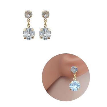 Imagem de Brinco PIngente Zirconia Folheado Ouro 18k Antialérgico