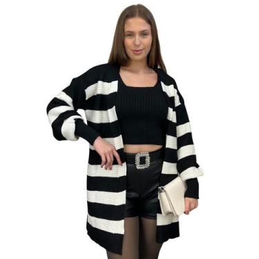 Imagem de Conjunto Tricô Feminino Twin Set Kimono Cropped Inverno - GIP ECOMMERC