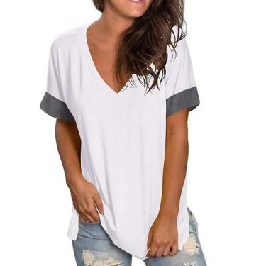 Imagem de Camisa Básica Feminina Manga Curta Gola V - Primavera/Verão 2024, BR-G