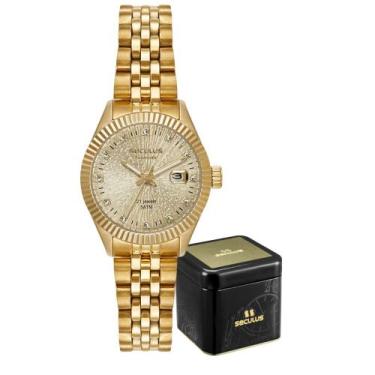 Imagem de Relógio Automático Seculus Feminino Dourado de Pulso