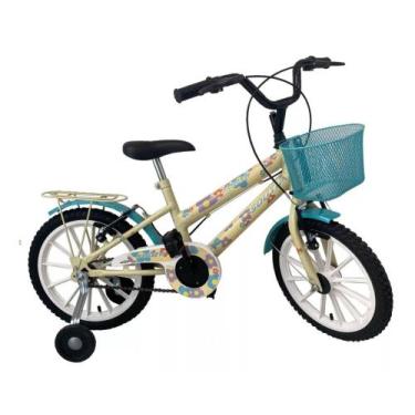 Imagem de Bicicleta aro 16 infantil Cissa Amarelo Flower South com Bagageiro