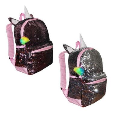 Imagem de Mochila Que Muda De Cor Unicórnio Paetê Reversível Brilho - Clio