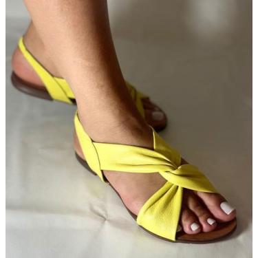 Imagem de Sandalia Paula - Bella calçados, Amarelo, 37