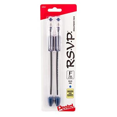 Imagem de Pentel Caneta esferográfica R.S.V.P. fina, tinta azul, pacote com 2 (BK90BP2C)