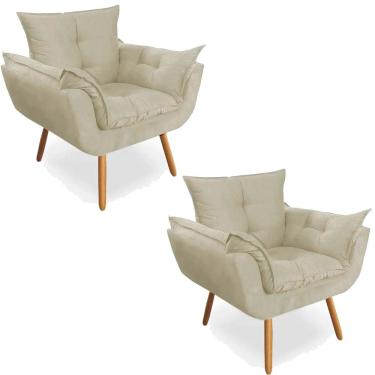 Imagem de Kit 02 Poltronas Decorativa Opala Deluxe Suede Bege