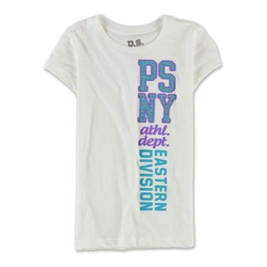 Imagem de Aeropostale Girls Sequined PSNY Embellished T-Shirt, White, XS (7)