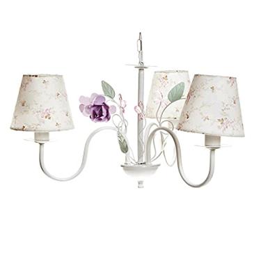 Imagem de Potinho de Mel Lustre Com 3 Lâmpadas Floral Quarto Bebê Infantil Menina Rosa