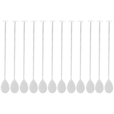 Imagem de 12 Colheres Bailarinas Inox 26cm Bebidas Coquetel Drinks Sucos Prata Tress Lyor