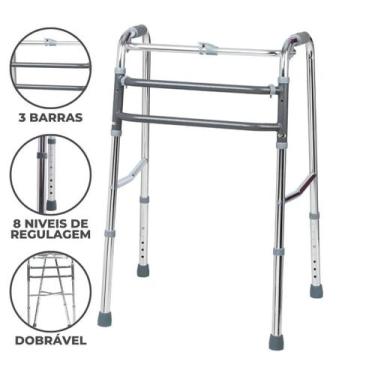 Imagem de Andador Idoso Adulto  Dobrável Com Regulagem de Altura Até 130kg - Sup