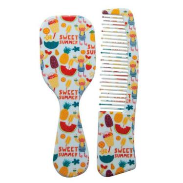 Imagem de Kit Baby 1 Escova E 1 Pente Infantil Zoo Mania Marco Boni, Branco