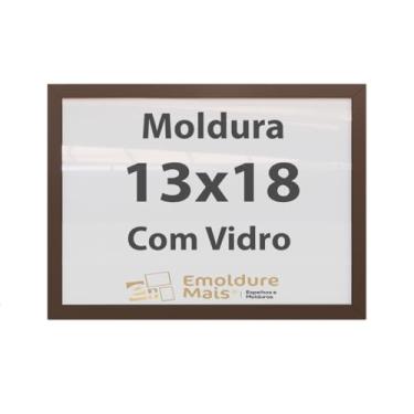 Imagem de Moldura 13x18 Marrom Com Vidro, para Quadros Decorativo para sala, quarto, escritório, poster, casa, fotos, Certificados, Diplomas, Alvara Porta Retrato.