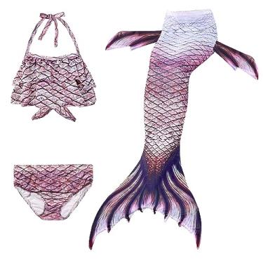 Imagem de LVTFCO Roupa de desempenho adulto sereia, vestido de princesa rabo de peixe, conjunto de 3 peças, sereia praia, camisola, castanho-G