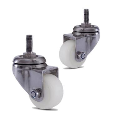 Imagem de 2 Rodizio Inox 2 Pol. Roda Nylon Com Espiga Sem Freio