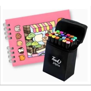 Imagem de 1 Livro De Colorir Rosa Bobbie Goods + 24 Canetas Coloridas