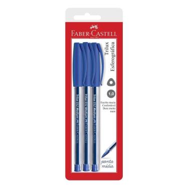 Imagem de Caneta Esferográfica Trilux Média 3 un. Azul - Faber-Castell