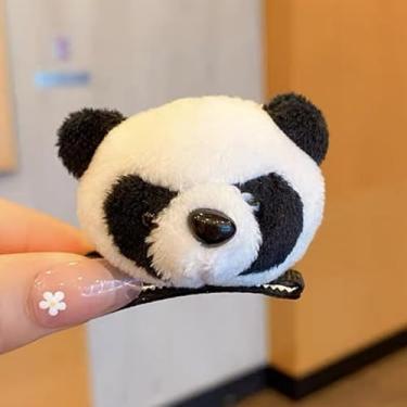 Imagem de Acessório de grampo de cabelo fofo de panda, pelúcia preta e branca, mini faixa de cabelo com design de animal, decoração de cabelo tema zoológico (1#, meio)