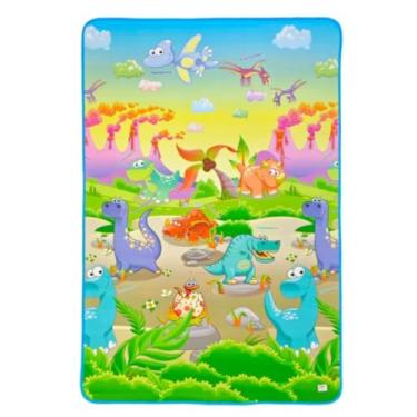 Imagem de Tapete Infantil de Atividades Macio Dupla Face Térmico Dobrável Colorido Estampas Divertidas 180x120 cm (Dinossauros)