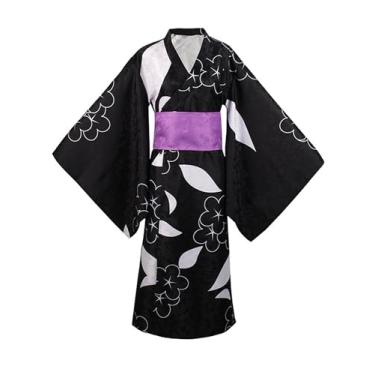 Imagem de Cosplay.fm Vestido de quimono feminino para cosplay Yukata com Obi, Preto, GG