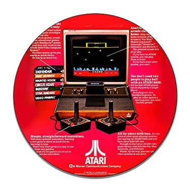 Imagem de Atari System Pitfall II Atari 2600 Anúncio de Jogos Vintage Reprodução de Brinquedos Estilo Vintage Sinais de Metal Redondo Metal Estanho Placa de Alumínio Decoração de Casa com 2 Decalques de Vinil Bandeira Americana