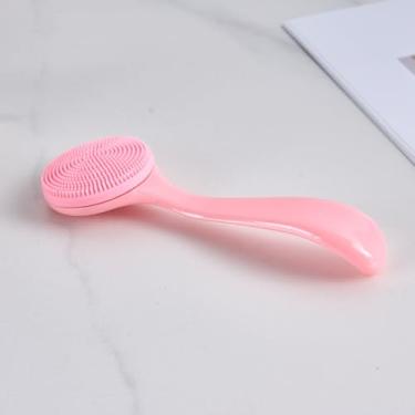 Imagem de Escova de limpeza facial, silicone macio, cabo longo, rosa