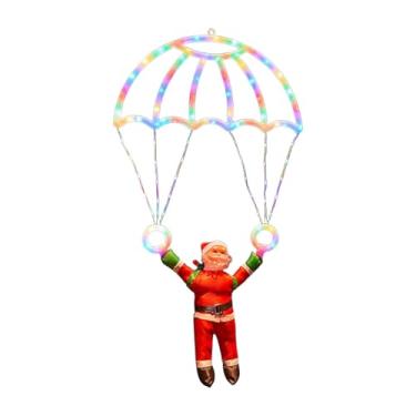 Imagem de shamjina Luz de paraquedas com Papai Noel, decoração natalina, 8 modos de iluminação, enfeite portátil para árvore de Natal, ideal para quarto e apartamento, Luz Colorida