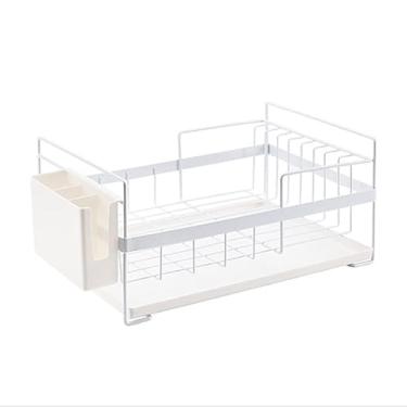 Imagem de escorredor de louça, escorredor de louça, escorredor de pratos de metal de aço inoxidável para cozinha, suporte de ralo de pia, acessórios de escorredor de talheres, prateleira organizadora de pratos