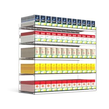 Imagem de Rack de exibição de cigarro de acrílico transparente, organizador de varejo montado na parede, solução de armazenamento de 5 níveis e 7 colunas para cigarros, expositor de loja, acessórios de loja